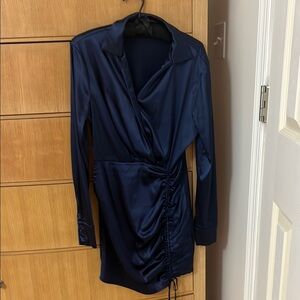 Navy Blue Satin Dress